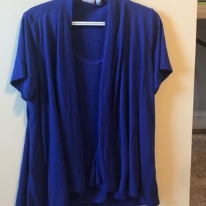 Blue shirt with attach cardigan